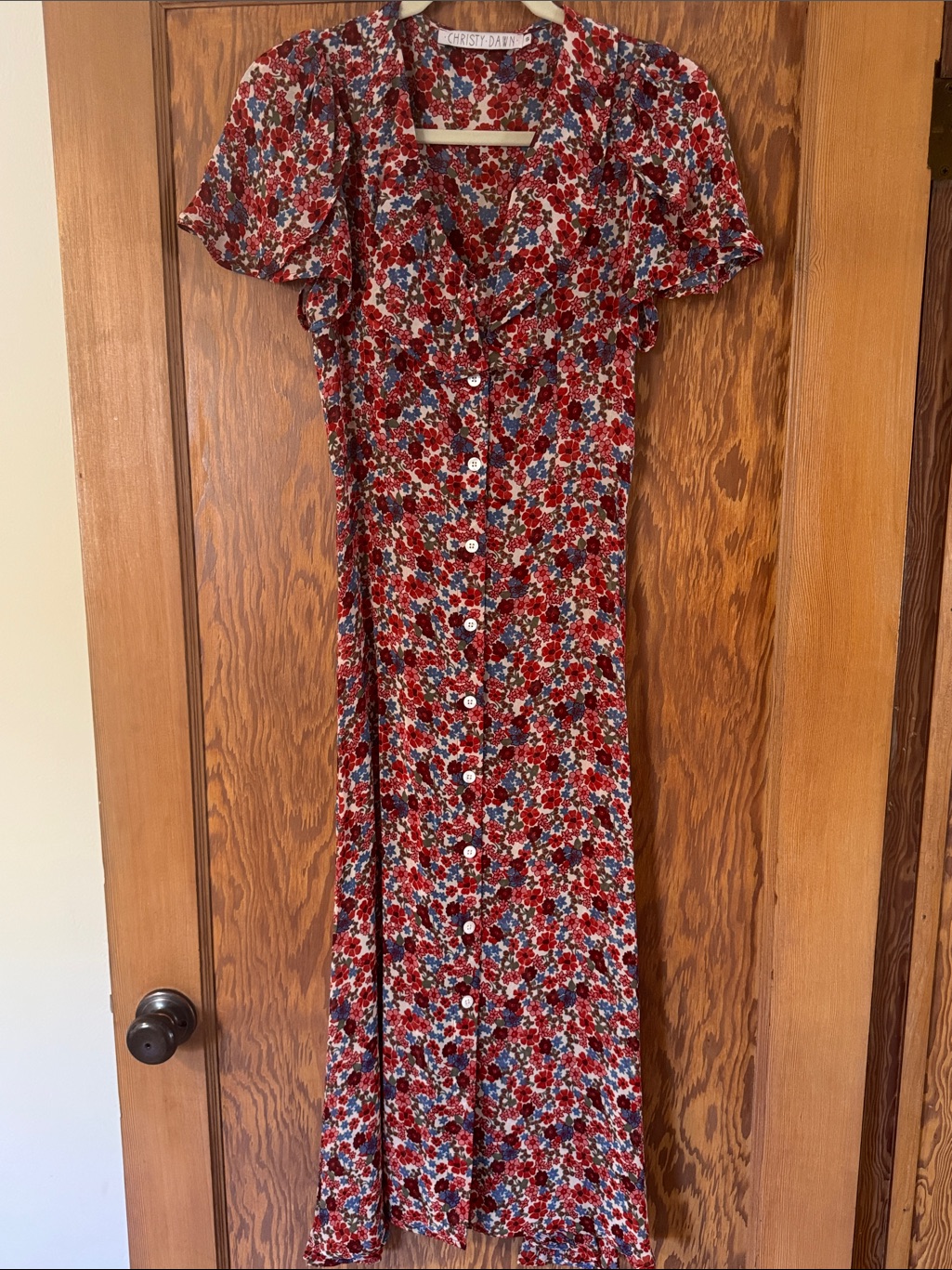 Christy Dawn Floral Midi Dress With Flutter Sleeves